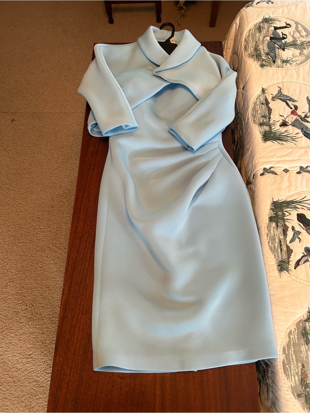 Jovani Powder/Baby Blue Mini Strapless Dress with Matching Long Sleeve Coat